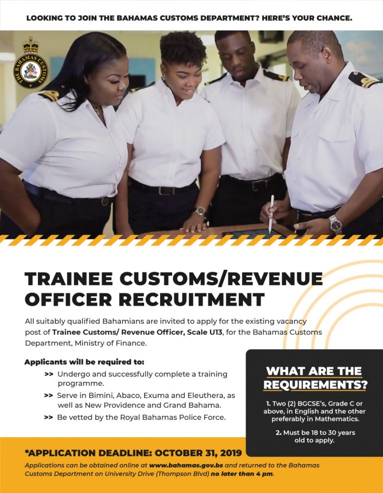 Trainee Customs/ Revenue Officer Recruitment The Bahamas Customs